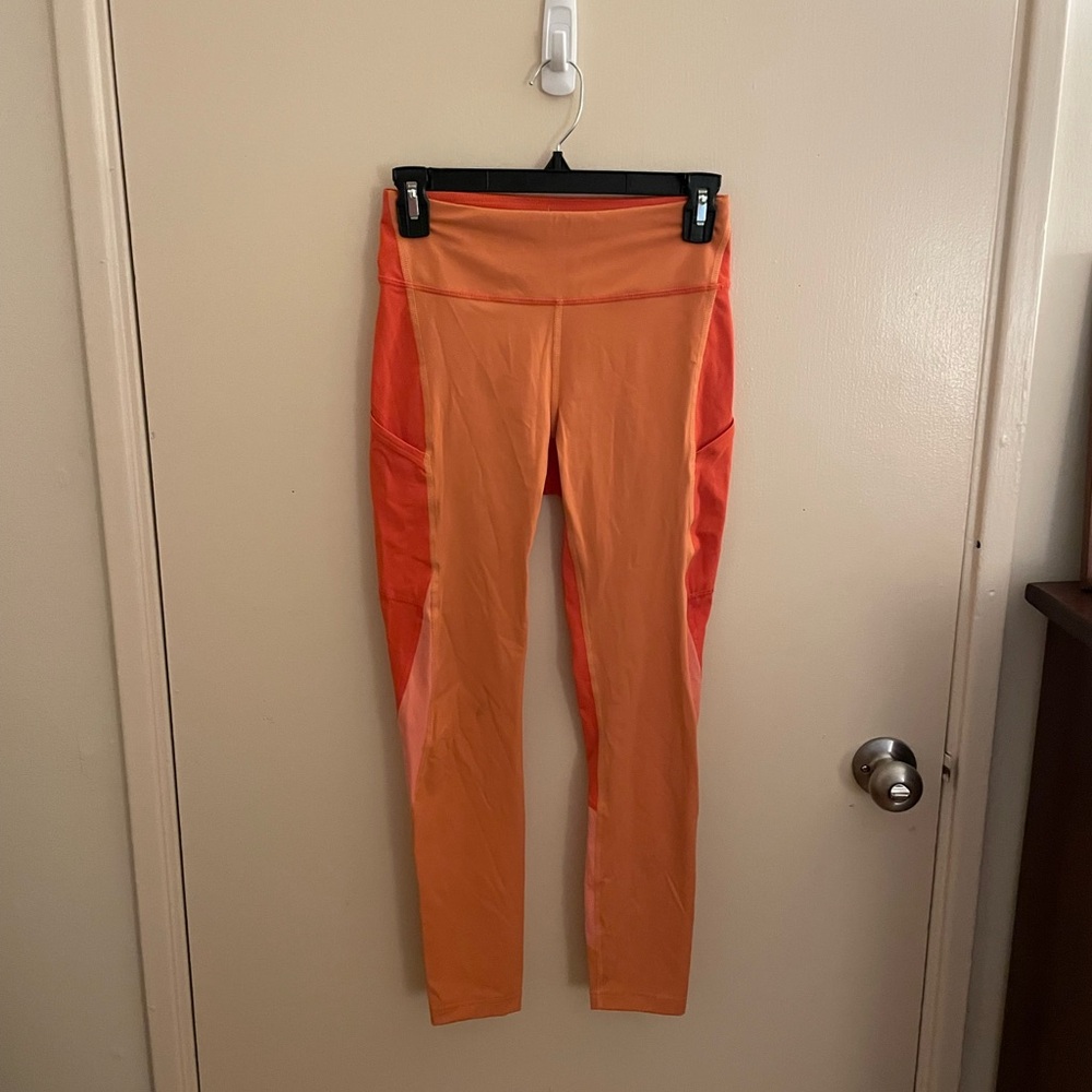 Outdoor Voices Two‑Tone Orange High‑Rise Leggings